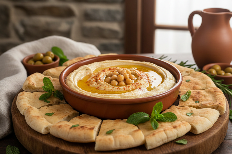 hummus with bread
