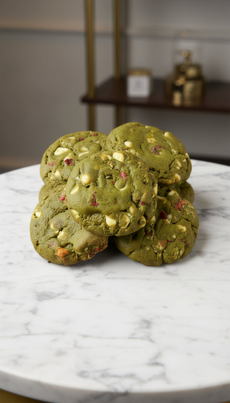 matcha cookies with strawberry 
